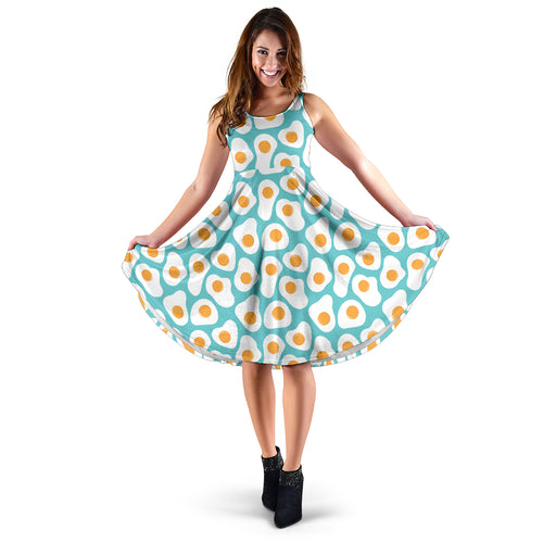 Fried Eggs Pattern Print Design 04 Sleeveless Midi Dress