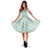 Fried Eggs Pattern Print Design 04 Sleeveless Midi Dress