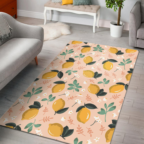 Lemon Flower Leave Pattern Area Rug