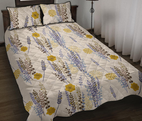 Lavender modern pattern blackground Quilt Bed Set
