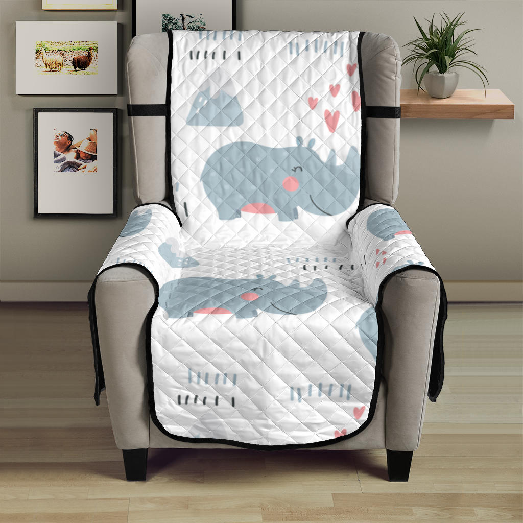 cute rhino heart pattern Chair Cover Protector