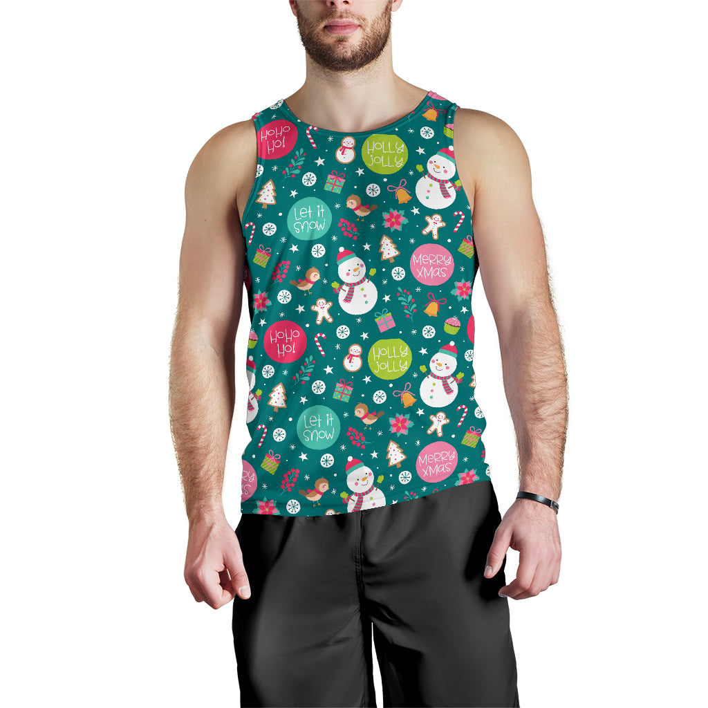 Snowman bird decorative elements christmas pattern Men Tank Top