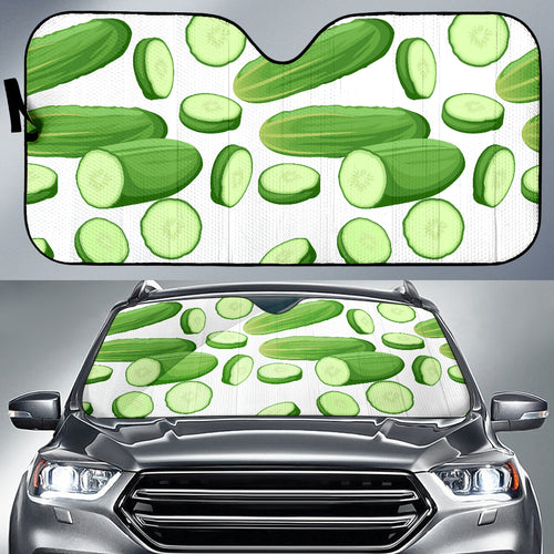 Cucumber Whole Slices Pattern Car Sun Shade