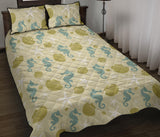 Seahorse shell starfish pattern background Quilt Bed Set