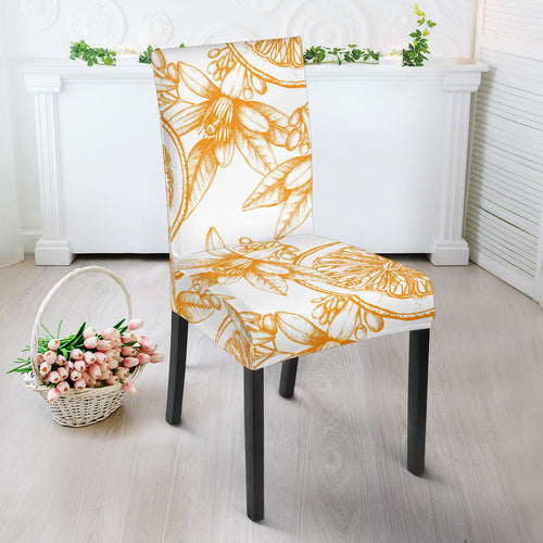 Hand Drawn Orange Fruit Pattern Dining Chair Slipcover