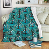 Anchor Nautical Green Background Premium Blanket