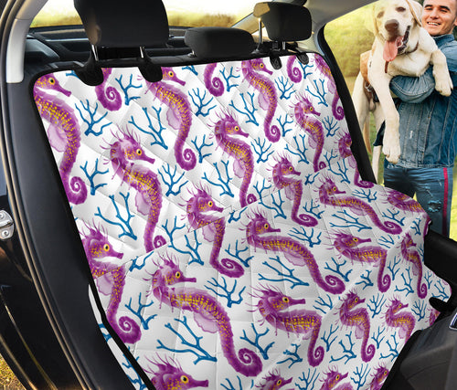 Purple Seahorse Blue Coral Pattern Dog Car Seat Covers