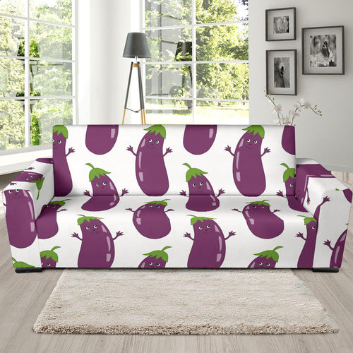 Eggplant Pattern Print Design 01 Sofa Slipcover