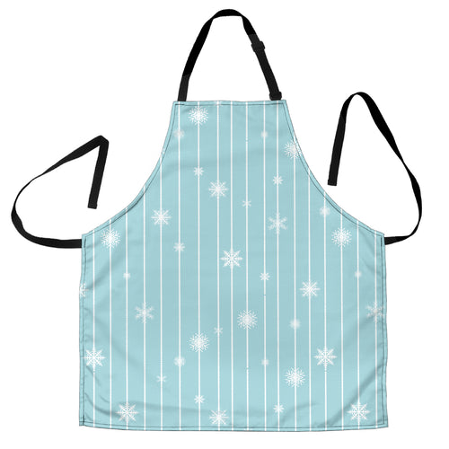 Snowflake Pattern Blue Stripe Background Adjustable Apron
