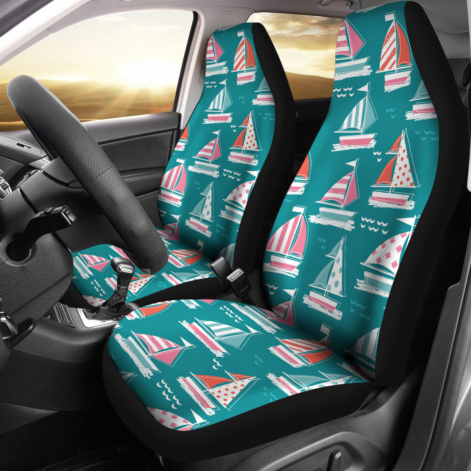 Cute Sailboat Pattern  Universal Fit Car Seat Covers