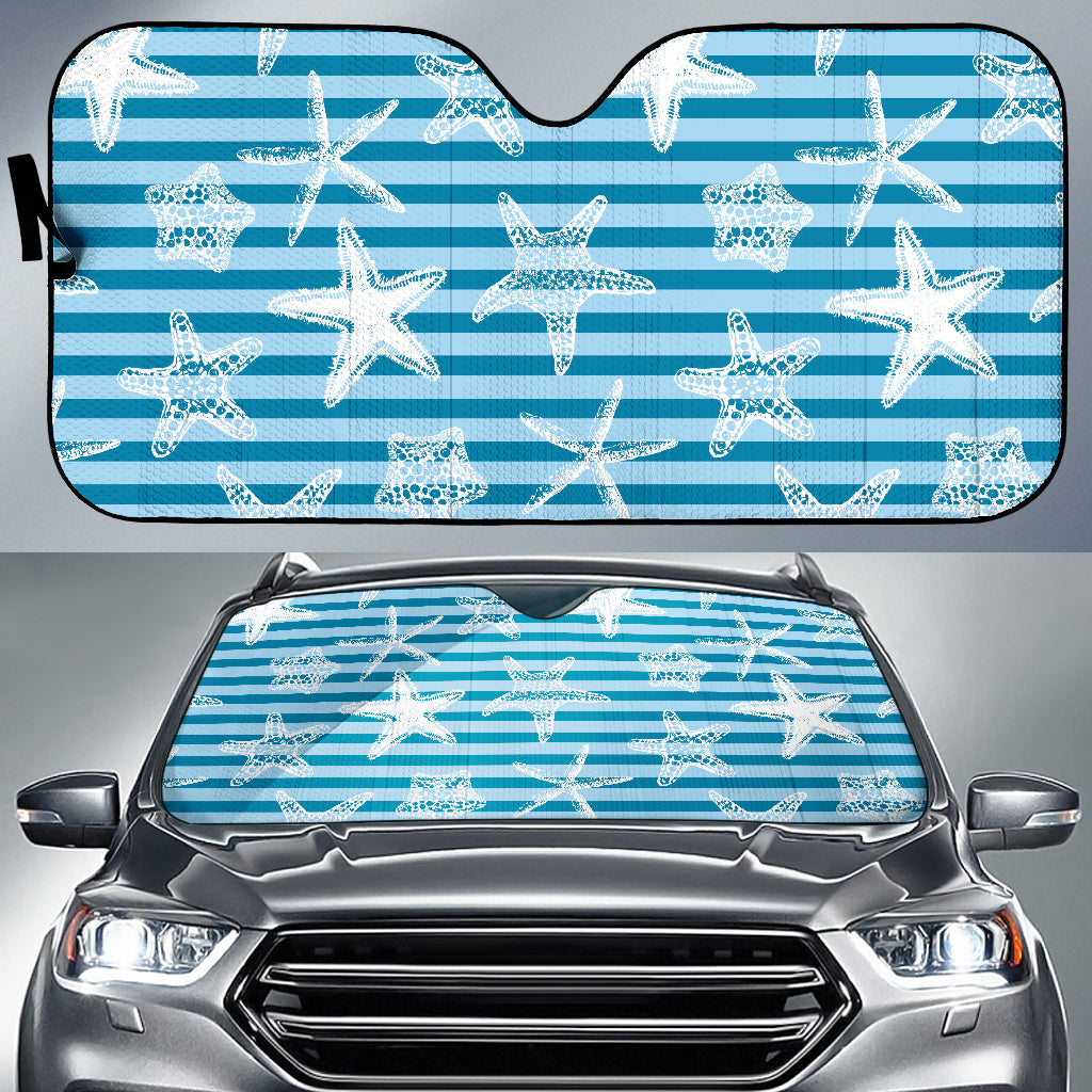 Starfish Blue Blackground Car Sun Shade