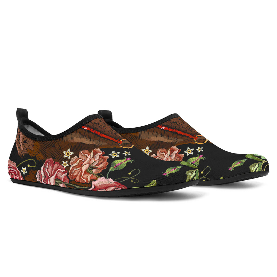 Horse Head Wild Roses Pattern Aqua Shoes