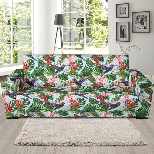 Hummingbird Pattern Print Design 05 Sofa Slipcover