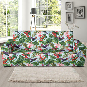 Hummingbird Pattern Print Design 05 Sofa Slipcover