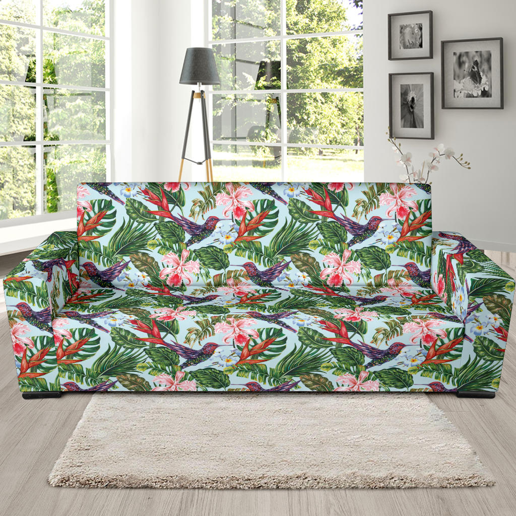 Hummingbird Pattern Print Design 05 Sofa Slipcover