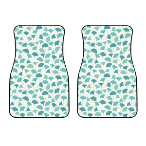 Green Ginkgo Leaves Pattern Front Car Mats