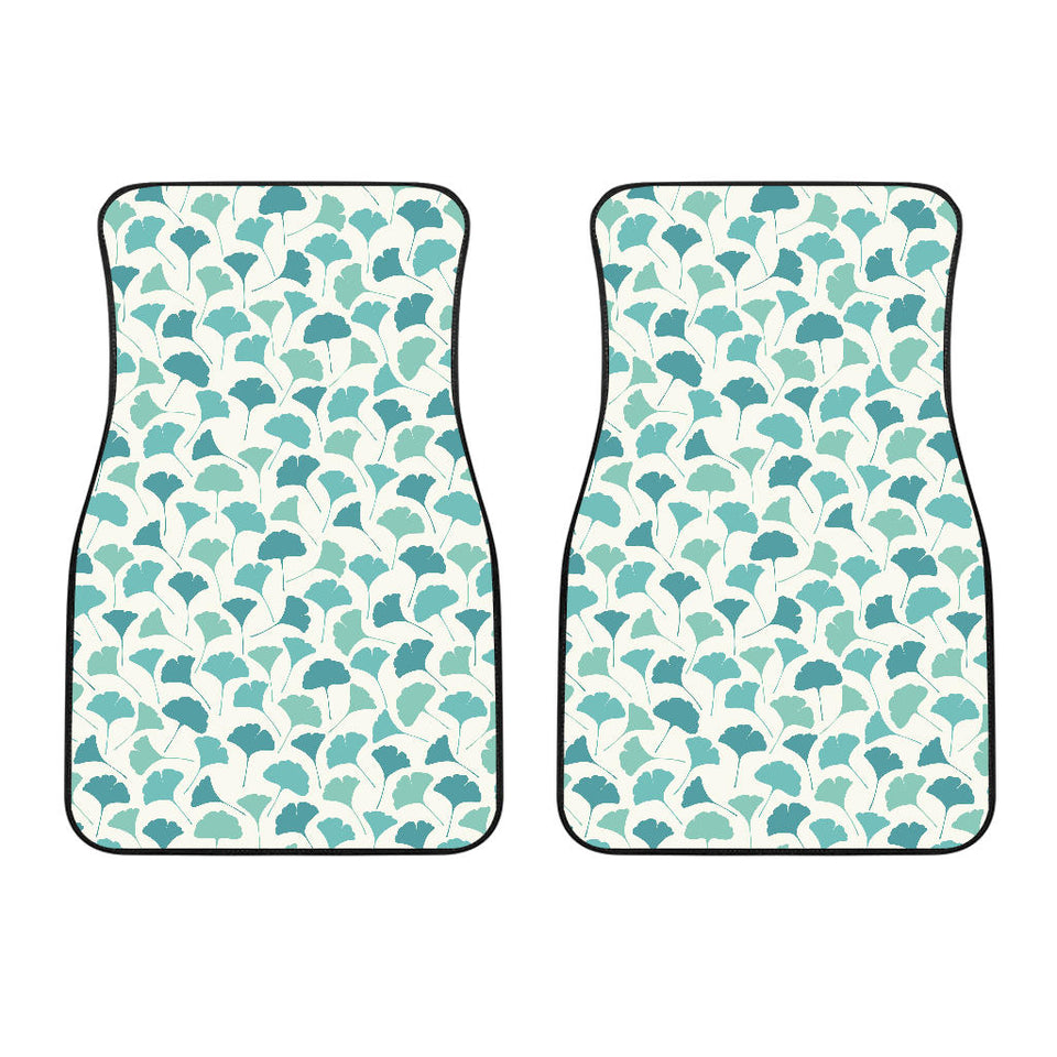 Green Ginkgo Leaves Pattern Front Car Mats