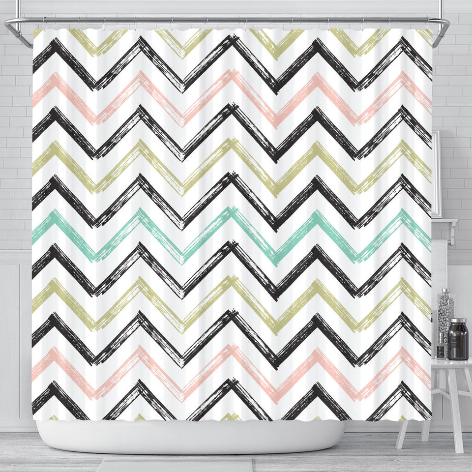 Zigzag  Chevron Paint Pattern Shower Curtain Fulfilled In US