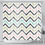 Zigzag  Chevron Paint Pattern Shower Curtain Fulfilled In US