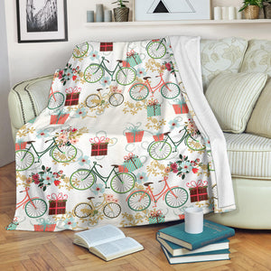 Bicycle Pattern Print Design 05 Premium Blanket