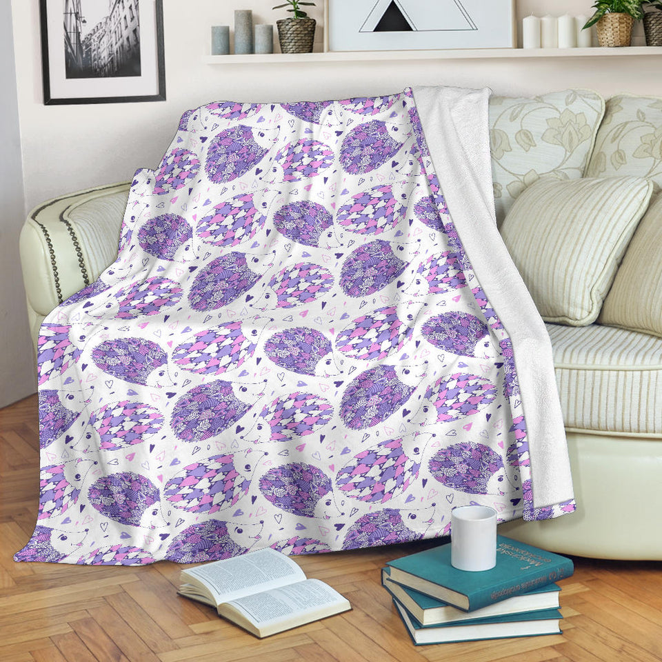 Hedgehog Pattern Print Design 05 Premium Blanket
