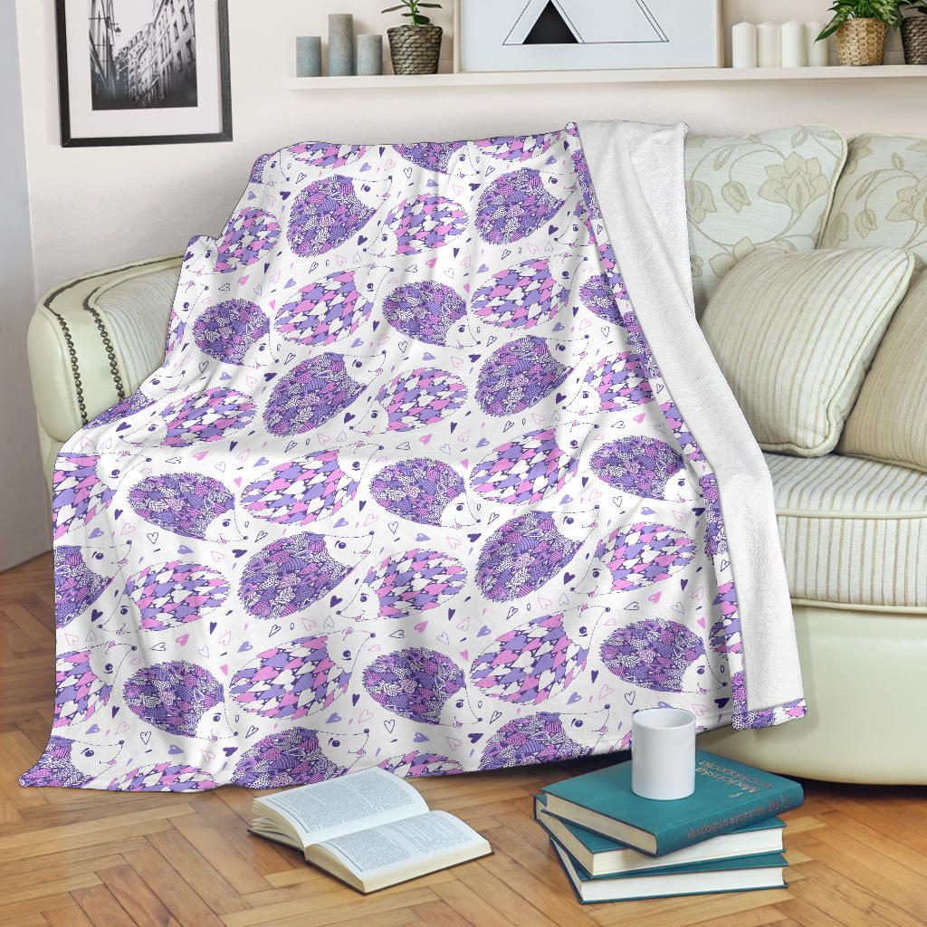 Hedgehog Pattern Print Design 05 Premium Blanket
