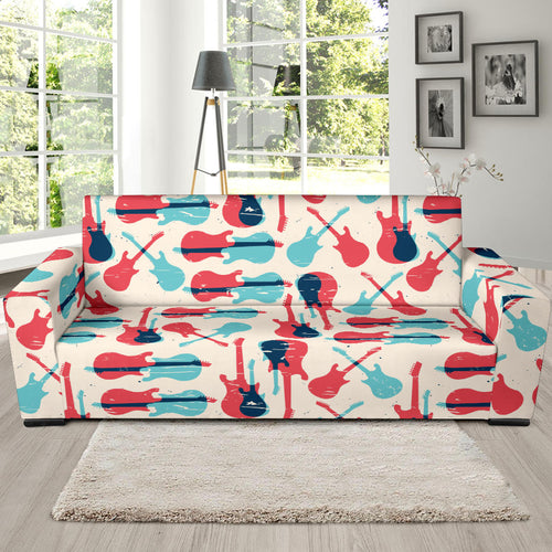 Red Blue Guitar Pattern Sofa Slipcover