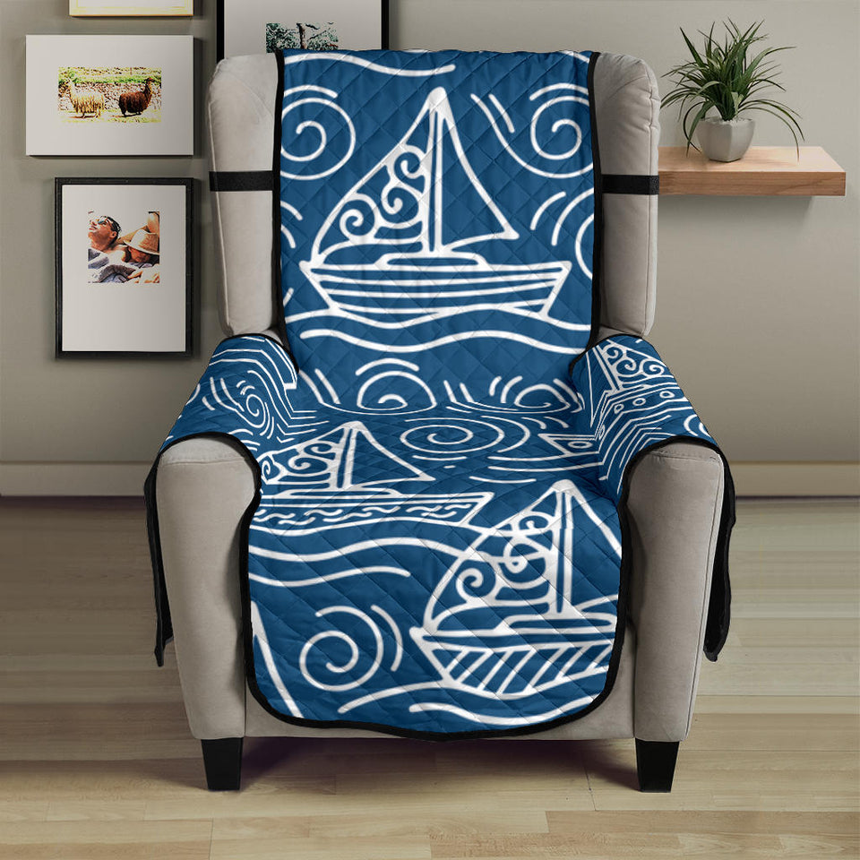 Hand drawn sailboat pattern Chair Cover Protector