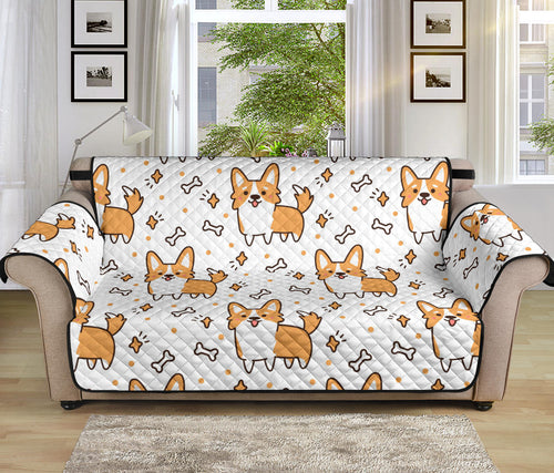 Cute corgi heart star bone pattern Sofa Cover Protector
