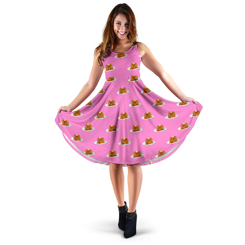Pancake Pattern Print Design 04 Sleeveless Midi Dress