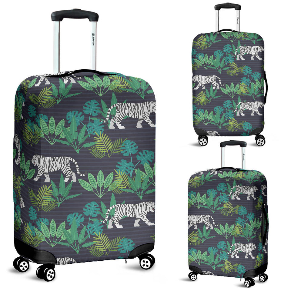 White Bengal Tigers Tropical Plant Luggage Covers
