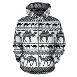 Camel Polynesian Tribal Pattern Zip Up Hoodie