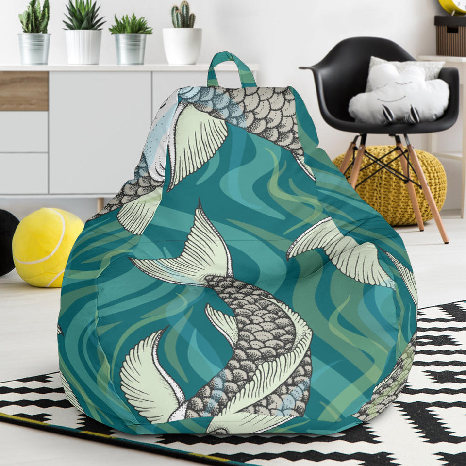 Koi Fish Carp Fish Lotus Pattern Bean Bag Cover