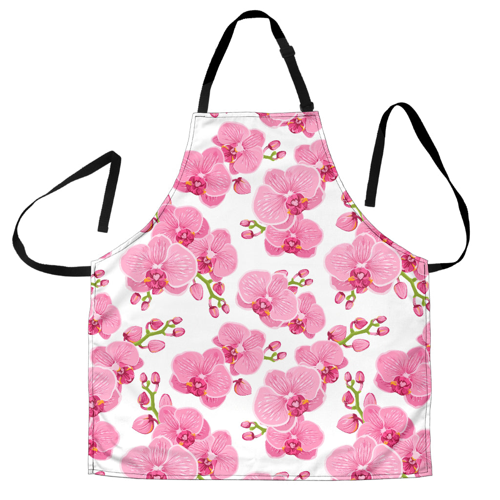 Pink Purple Orchid Pattern Background Adjustable Apron