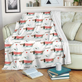 Cute Dachshund Bone Pattern Premium Blanket