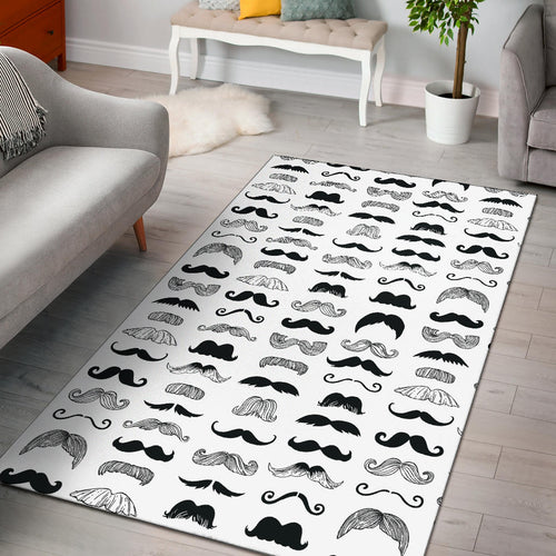 Mustache Beard Pattern Print Design 04 Area Rug