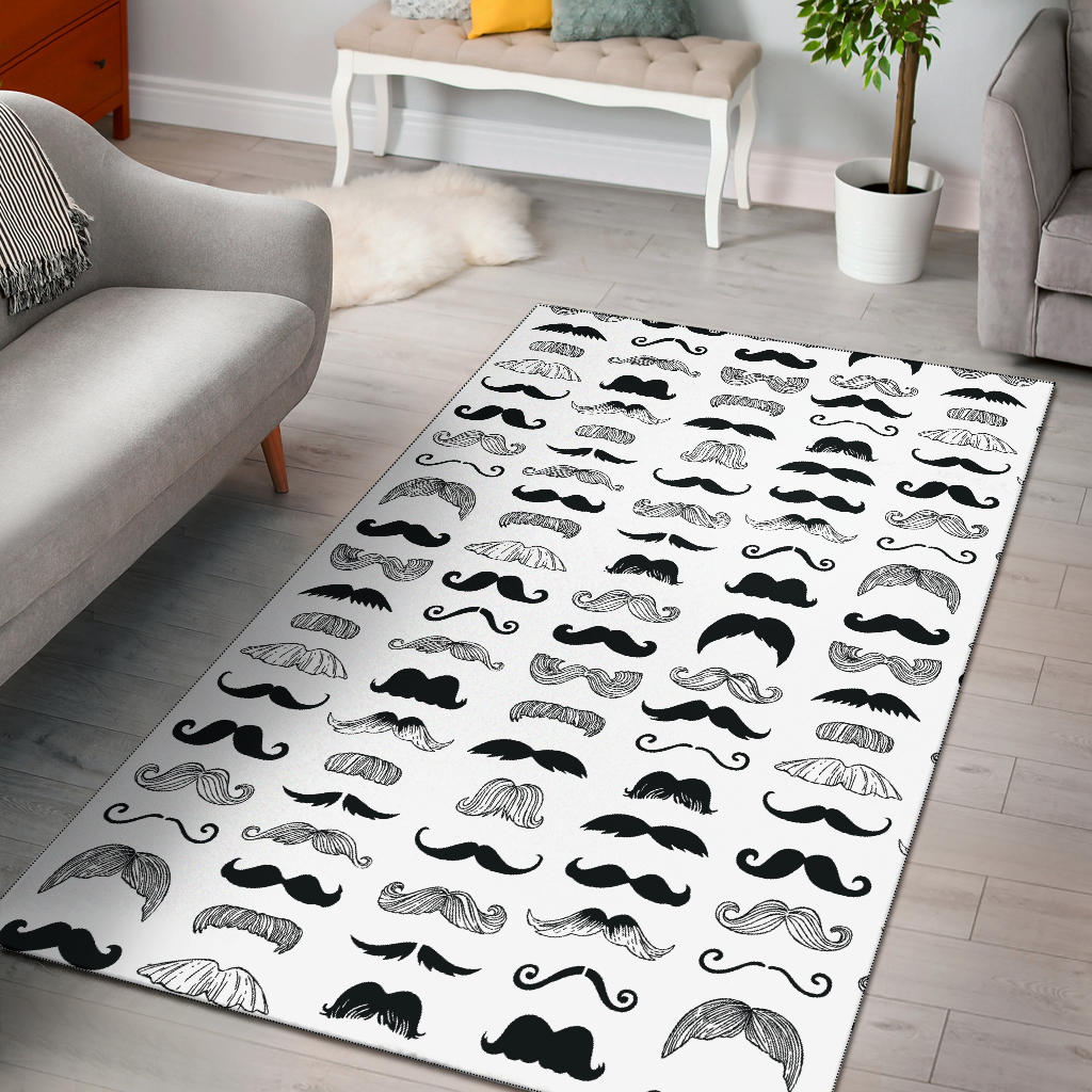 Mustache Beard Pattern Print Design 04 Area Rug