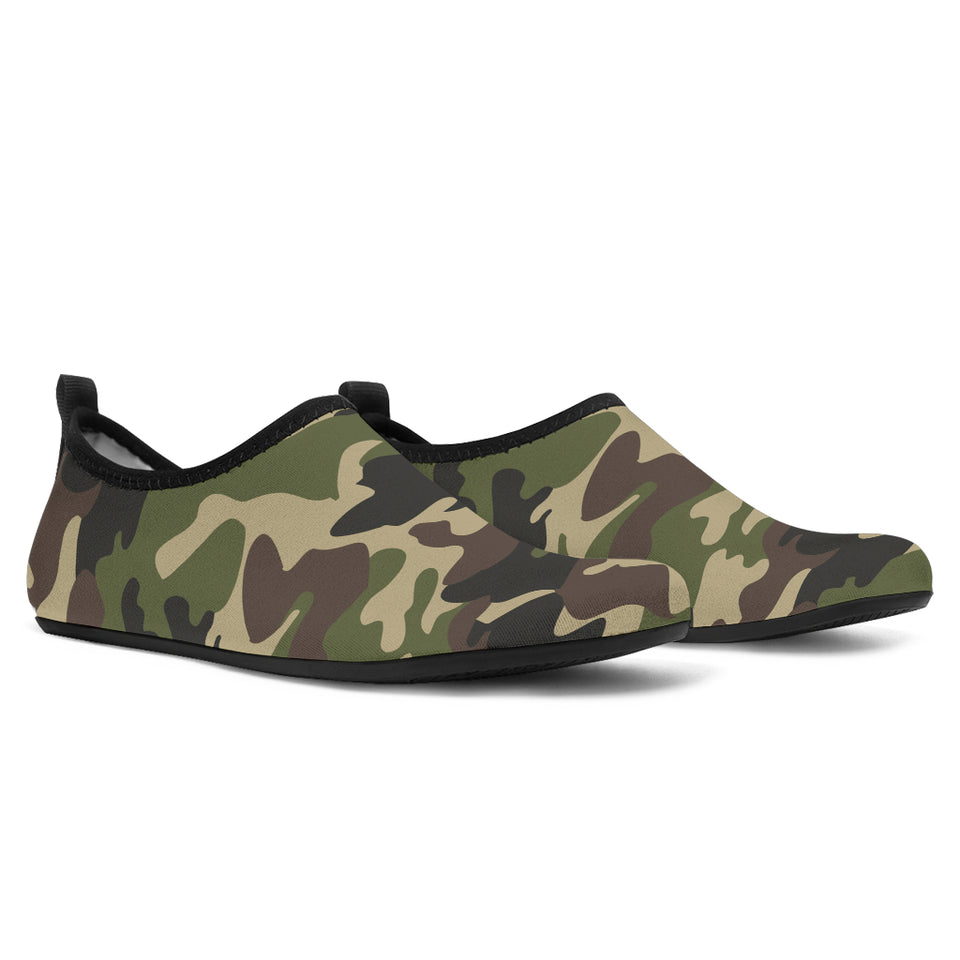 Dark Green Camo Camouflage Pattern Aqua Shoes