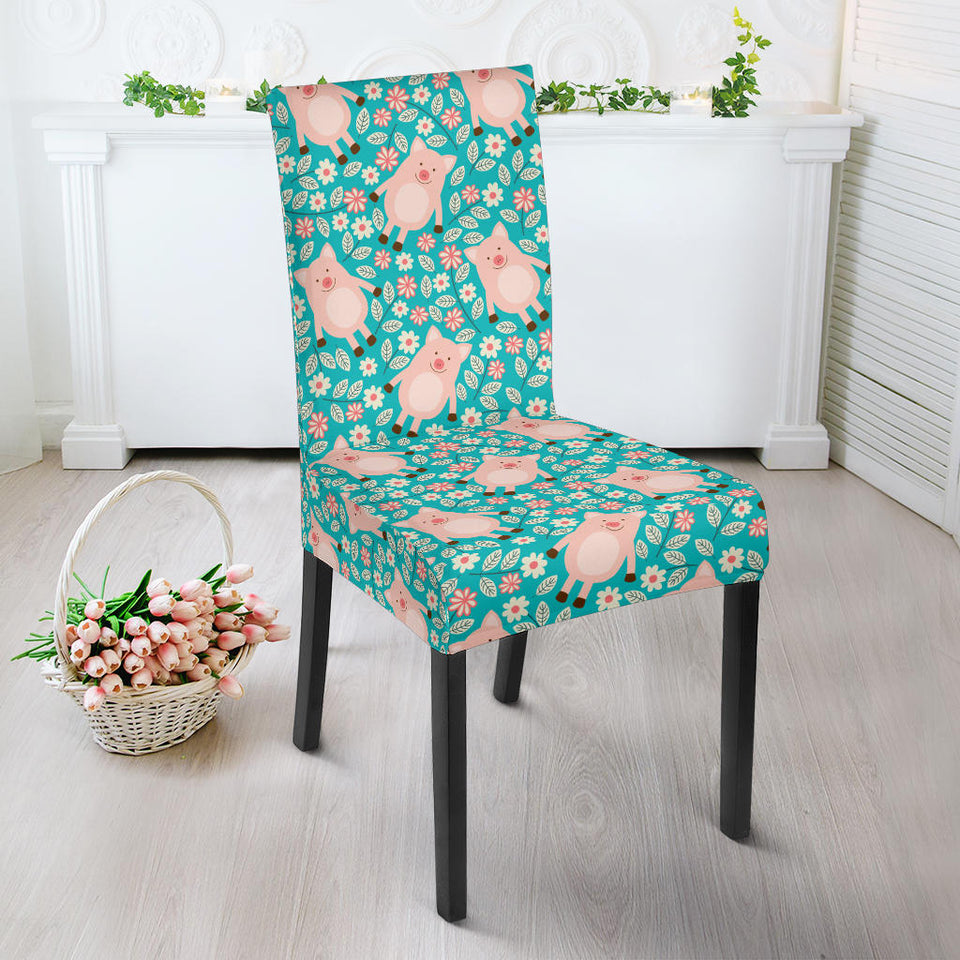 Pig Pattern Print Design 01 Dining Chair Slipcover