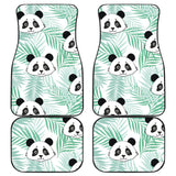 Panda Pattern Tropical Leaves Background Front And Back Car Mats