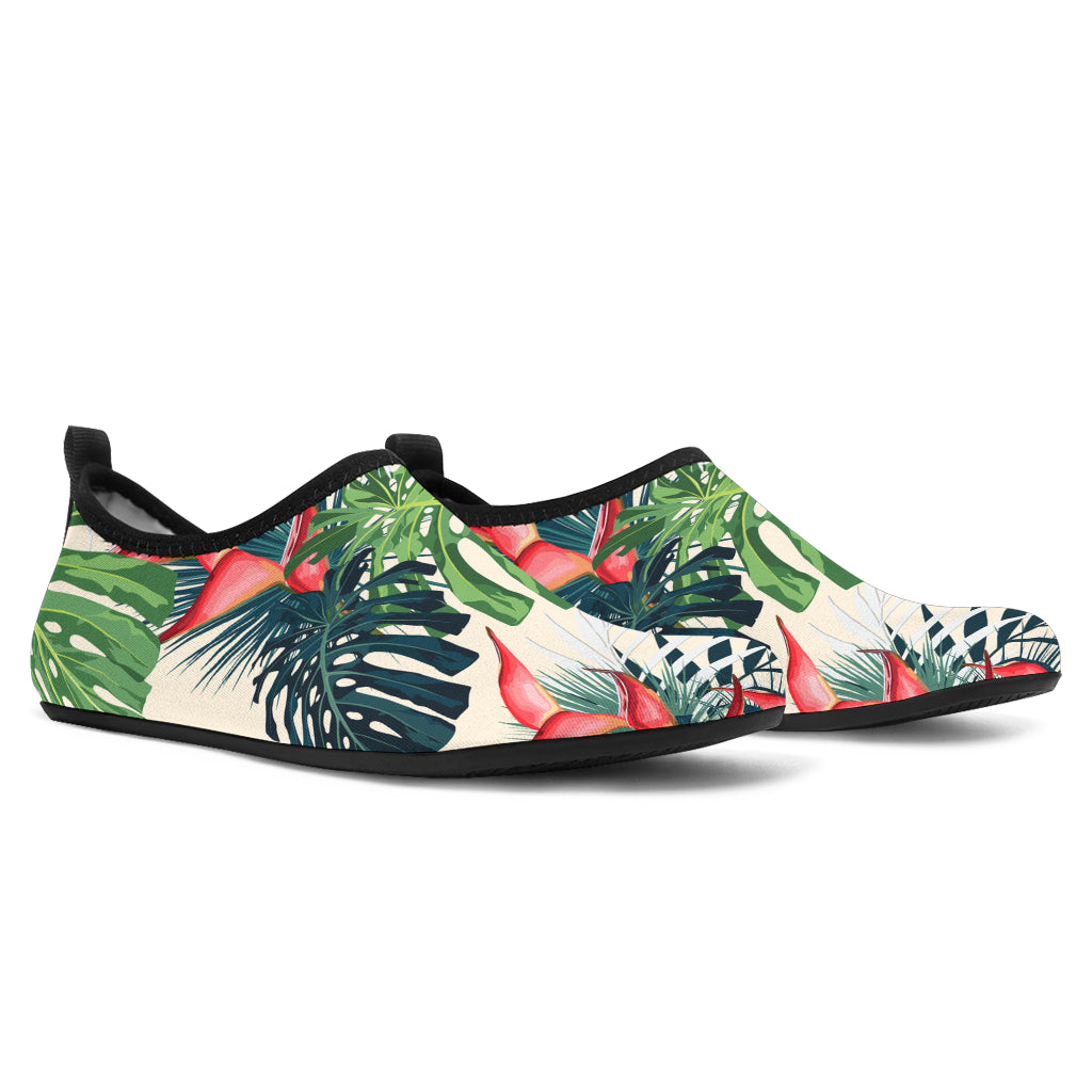 Heliconia Flowers, Palm And Monstera Leaves Aqua Shoes