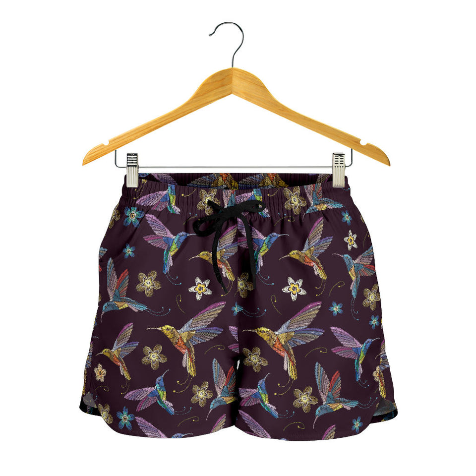 Hummingbird Pattern Print Design 04 Women Shorts