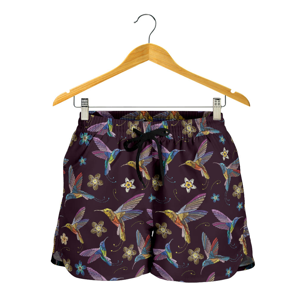 Hummingbird Pattern Print Design 04 Women Shorts