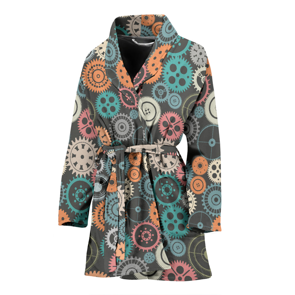 Gear Pattern Print Design 05 Women's Bathrobe