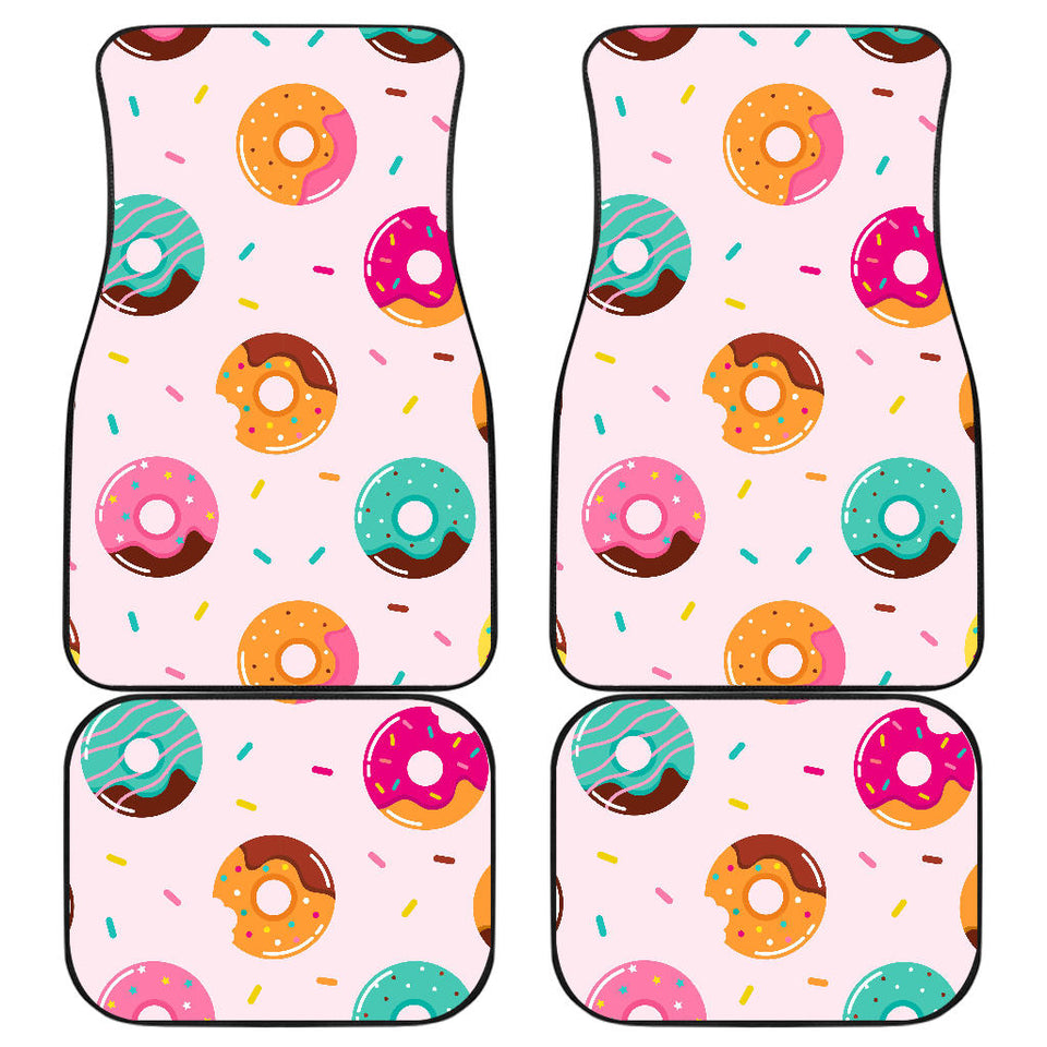 Donut Pattern Glaze Pink Background Front And Back Car Mats