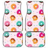Donut Pattern Glaze Pink Background Front And Back Car Mats
