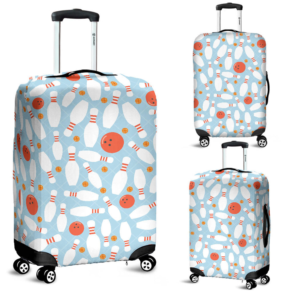 Bowling Ball Bowling Pins Blue Blackground Luggage Covers