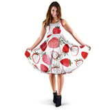 Watercolor Hand Drawn Beautiful Strawberry Patternsleeveless Midi Dress