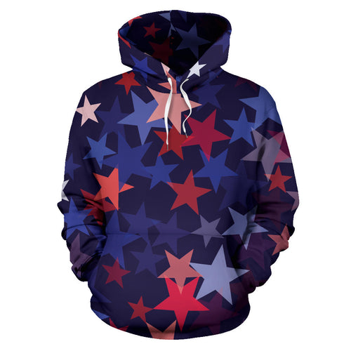 Red Blue Star Pattern Men Women Pullover Hoodie