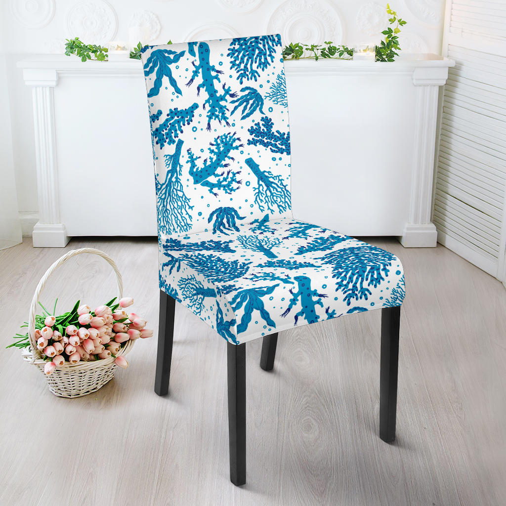 Coral Reef Pattern Print Design 01 Dining Chair Slipcover